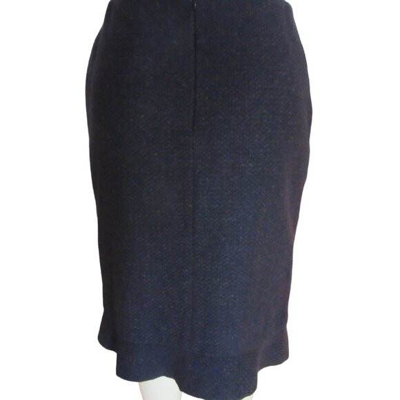 Vintage Chanel 100 Percent Cashmere Knee Length Tweed Brown/Blue Skirt in Sz 40 - Picture 10 of 13